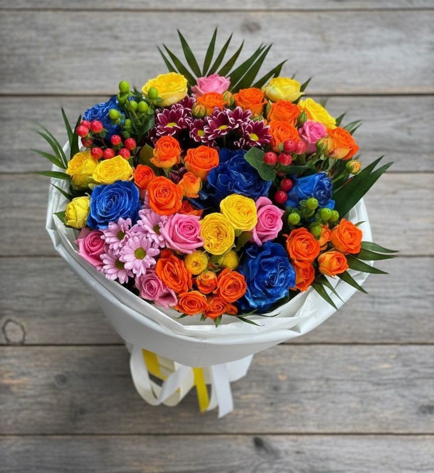 Букет цветов из: Розы и Хризантемы в Рахье