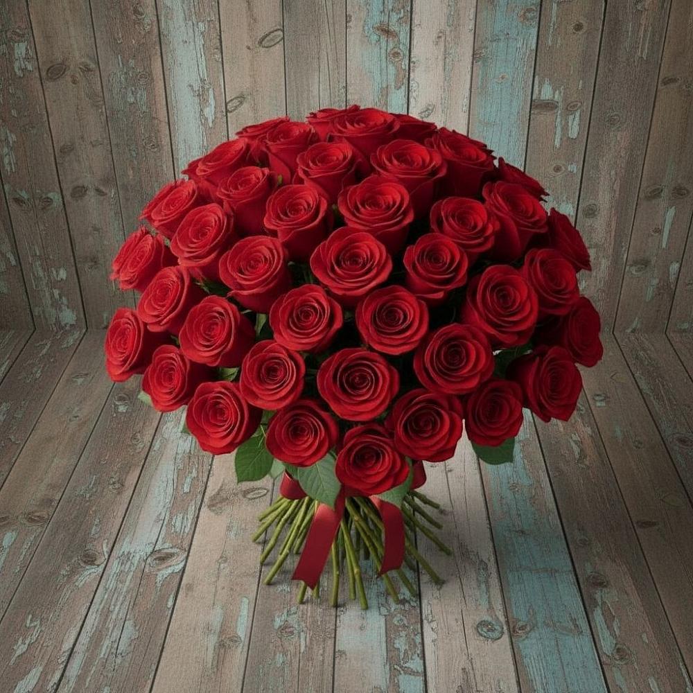 Букет 55 Красных роз Фридом в Рахье