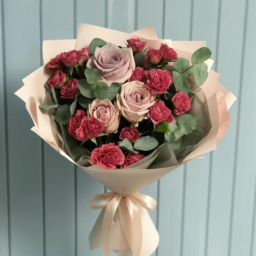 Букет цветов из: Гвоздики и Розы в Рахье