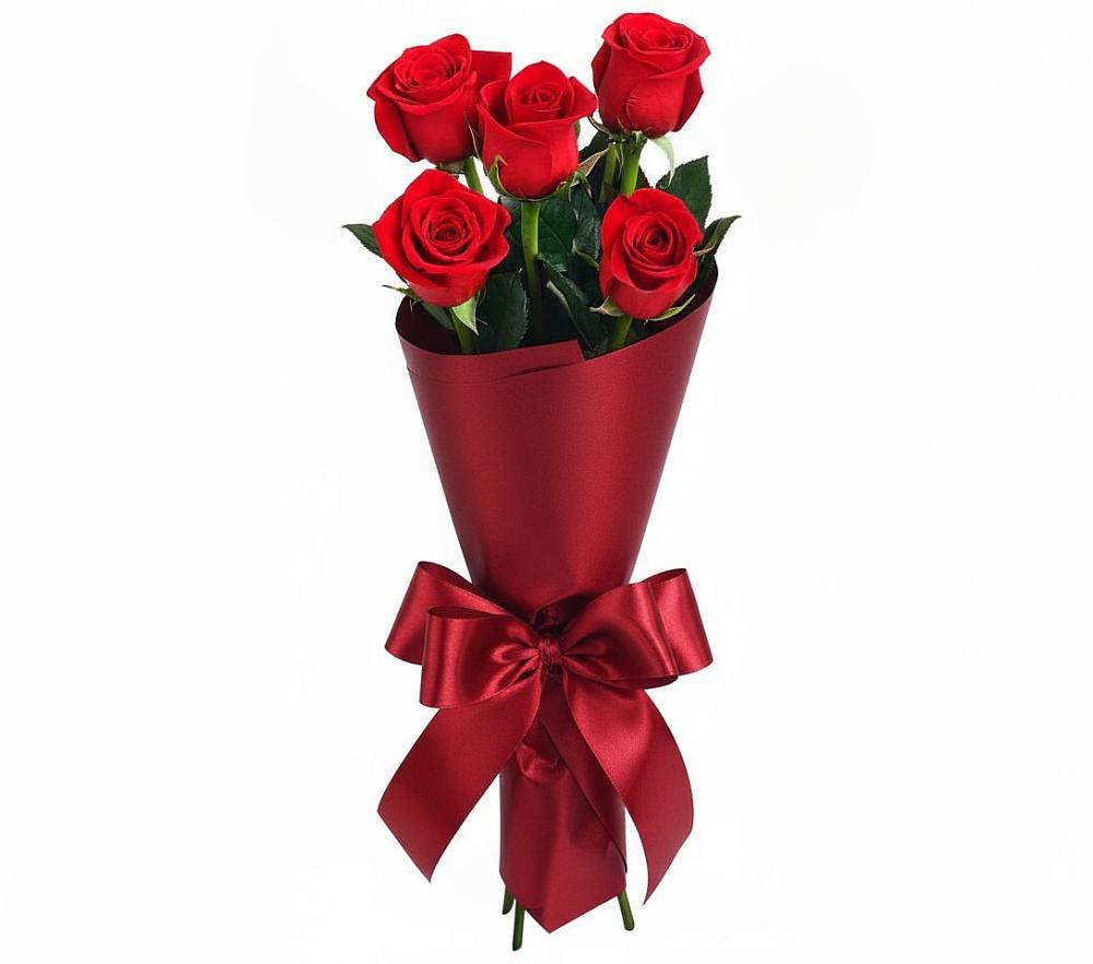 Букет 5 Красных роз Эдлесс Лав в Рахье