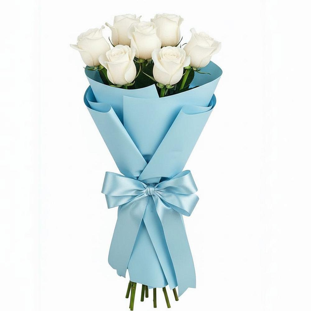 Букет 7 белых роз Проуд в Рахье