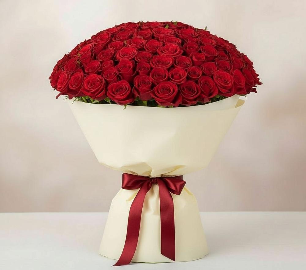 Букет 101 Красная роза Милано в Рахье