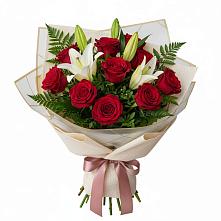 Букет цветов из:  Лилии и Розы в Рахье