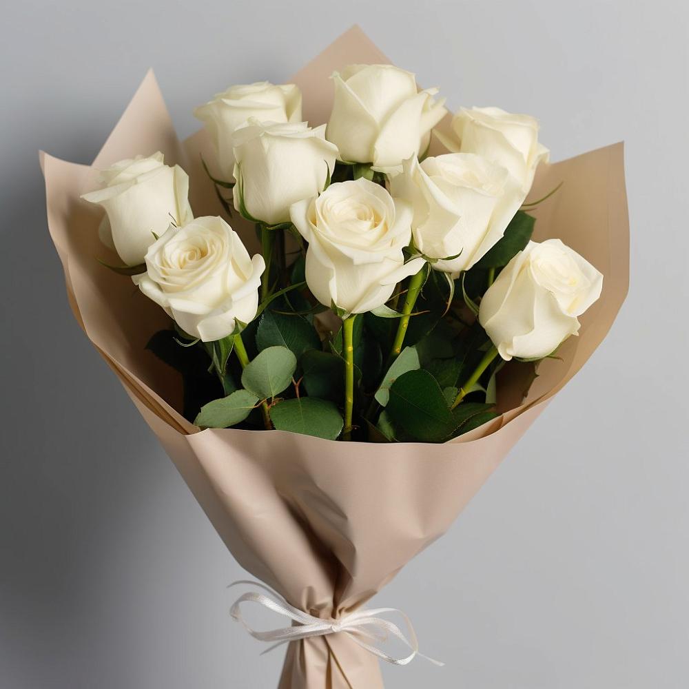 Букет 9 Белых роз Эдлесс Лав в Рахье