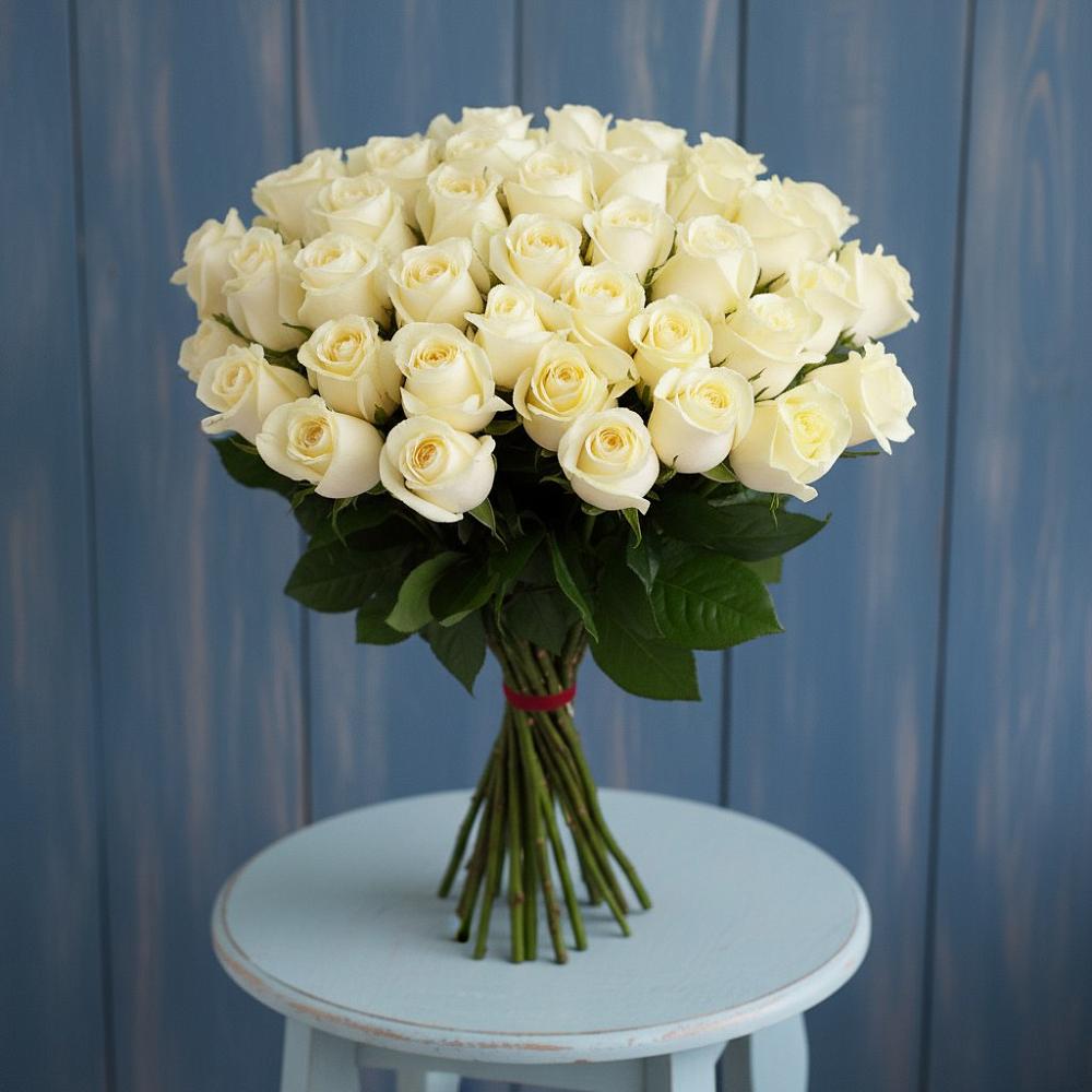 Букет 51 Белая роза Эдлесс Лав в Рахье