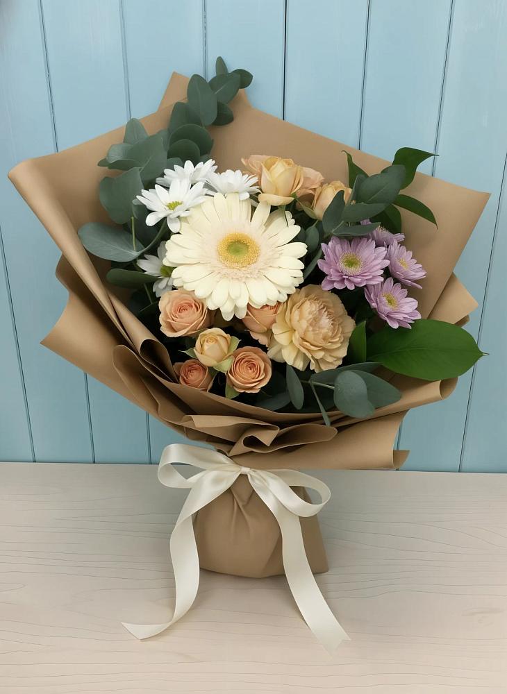 Букет цветов из: Герберы и Хризантемы в Рахье