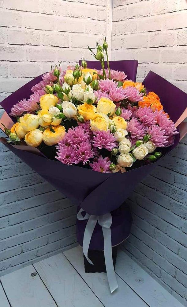 Букет цветов из: Хризантемы и Розы в Рахье