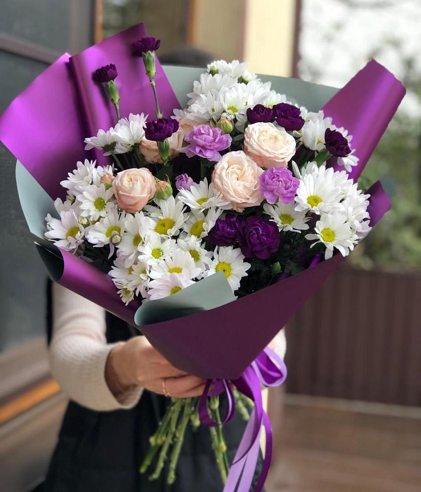 Букет цветов из: Хризантемы, Гвоздики и Розы в Рахье