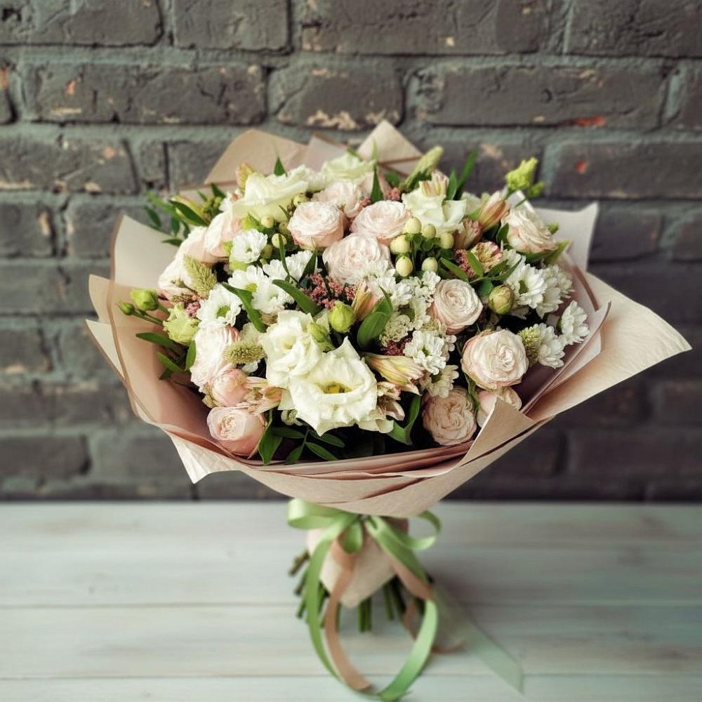 Букет цветов из: Альстромерии, Розы и Хризантемы в Рахье