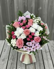 Букет цветов из:  Альстромерии, Гвоздики, Розы и Хризантемы в Рахье