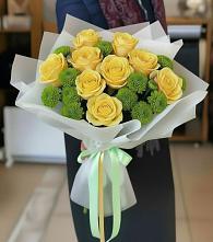 Букет цветов из:  Хризантемы и Розы в Рахье