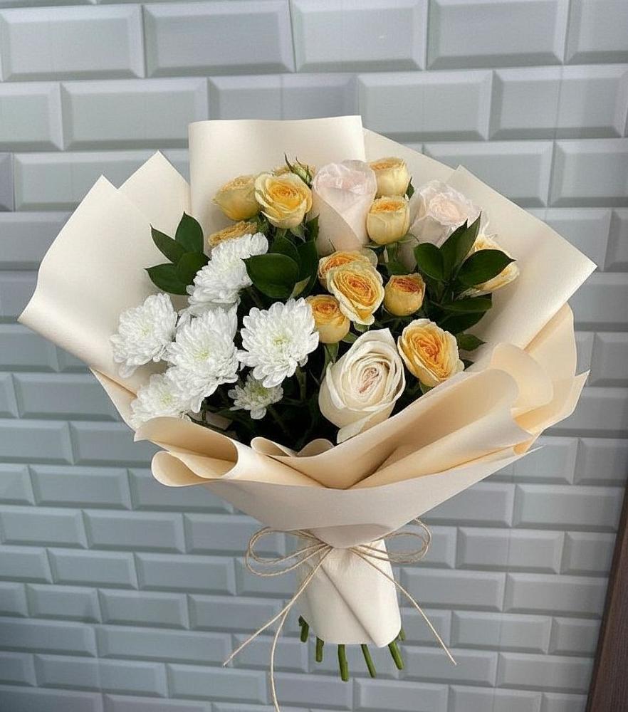Букет цветов из: Розы и Хризантемы в Рахье