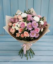 Букет цветов из:  Хризантемы, Розы и Альстромерии в Рахье
