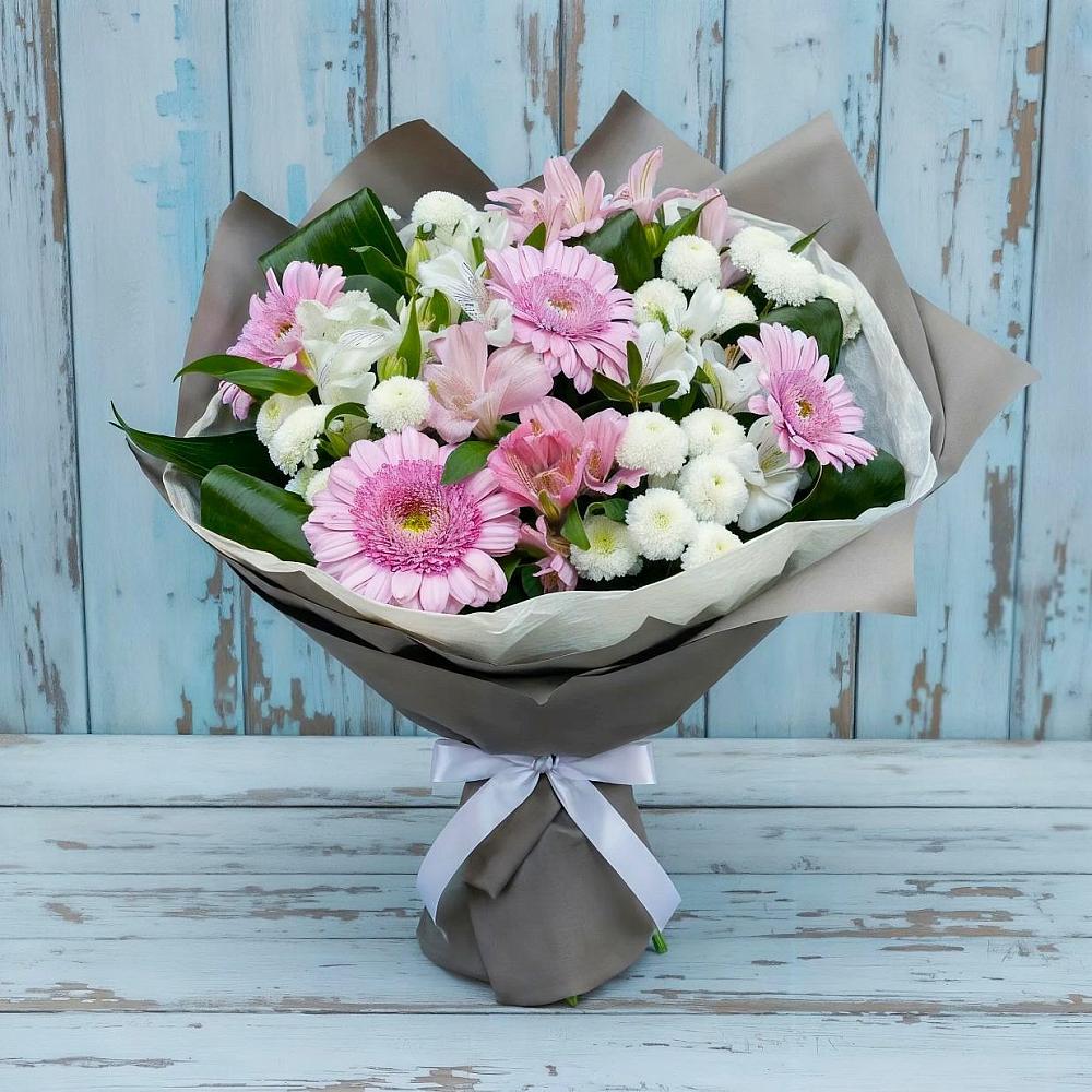 Букет цветов из: Герберы, Альстромерии и Хризантемы в Рахье